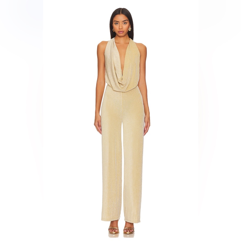 Saffron Cowl Neck Jumpsuit in Gold - XS Revolve